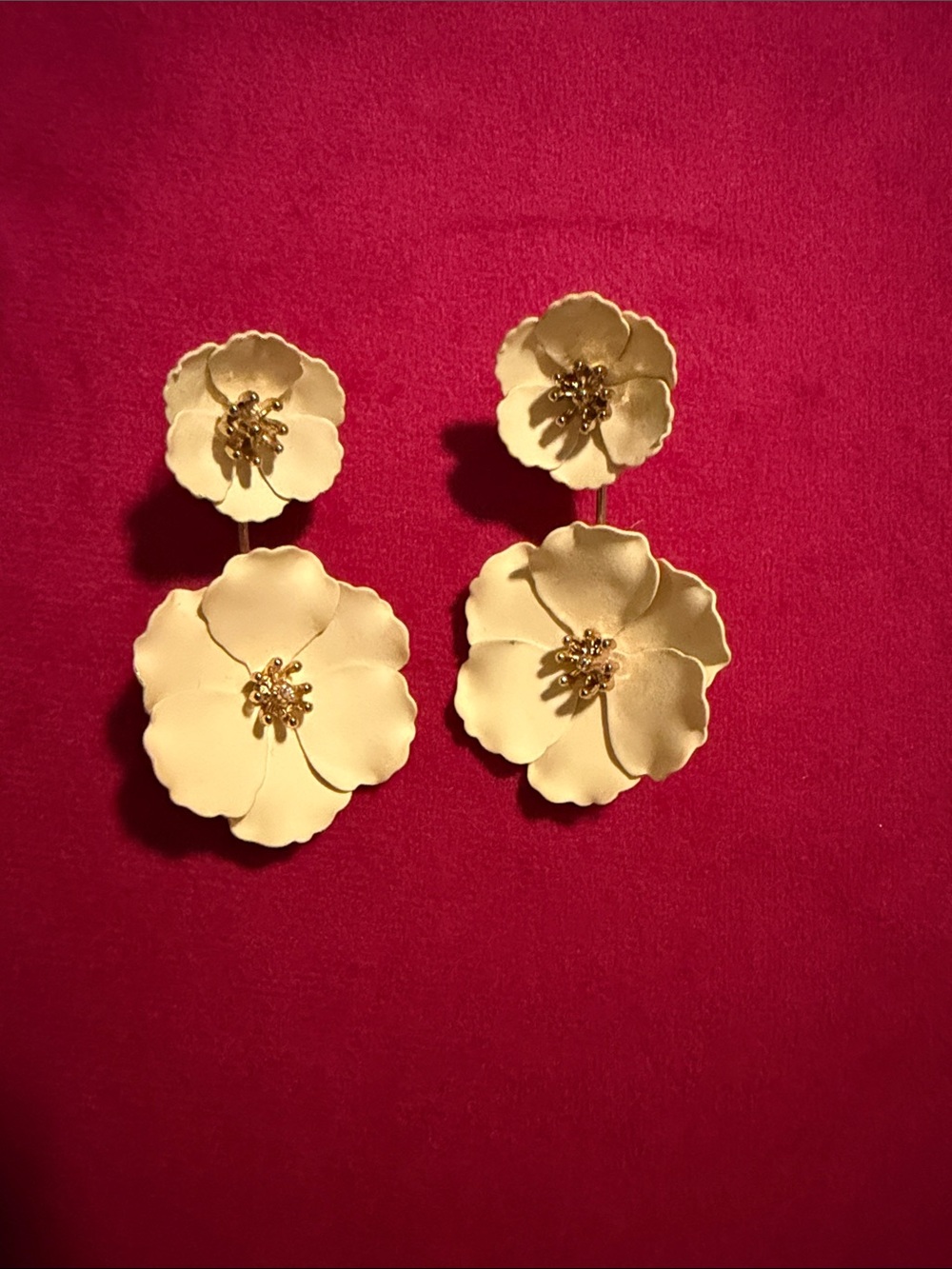 J. Crew Gold Double Floral Drop Earrings